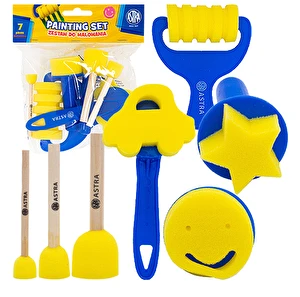Pędzle gąbki wałki do malowania STEMPELKI DLA DZIECI Zestaw Astra 7 elem