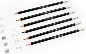 Zestaw do szkicowania ołówków 2H, 2B, 8B, H, HB i węgiel Kidea 6 szt.