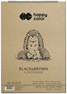 Szkicownik na spirali A4 25+25 czarny/brąz Happy Color