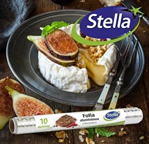 Folia aluminiowa z tłoczeniem w GWIAZDKI - 10m rolka STELLA