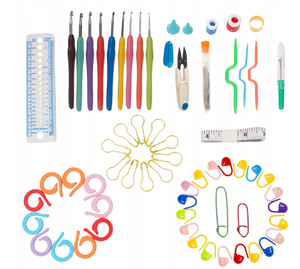 Zestaw do szydełkowania, szydełka, włóczka, akcesoria, 113 elementów do nauki XXL torba z uchwytami MAALEO