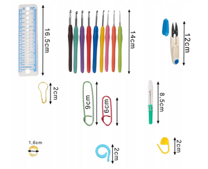 Zestaw do szydełkowania, szydełka, włóczka, akcesoria, 113 elementów do nauki XXL torba z uchwytami MAALEO