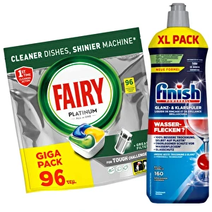 FAIRY Tabletki do zmywarki Platinum 96szt + Nabłyszczacz Finish 800 ml