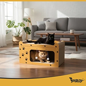 Drapak dla kota Piętrowy 2 poziomy EKO tektura falista i HDF 29x55x29 cm