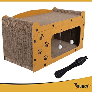 Drapak dla kota Piętrowy 2 poziomy EKO tektura falista i HDF 29x55x29 cm