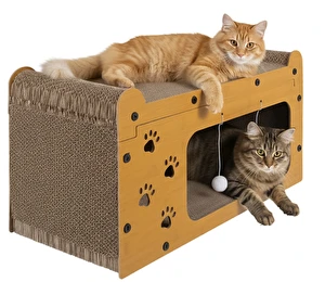 Drapak dla kota Piętrowy 2 poziomy EKO tektura falista i HDF 29x55x29 cm