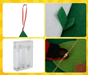 Choinka filcowa dla dzieci Świąteczna 70x100 światełka LED zabawka rzep