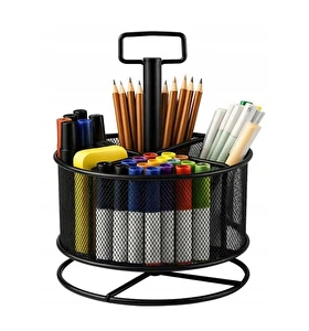 Przybornik na biurko organizer metalowy siatka MAALEO obrotowy czarny