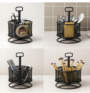 Przybornik na biurko organizer metalowy siatka MAALEO obrotowy czarny