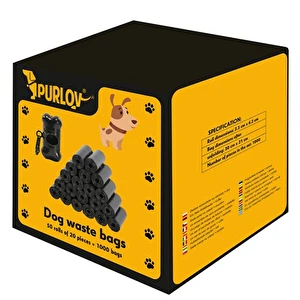 Worki na odchody Purlov 1000 szt. zestaw + etui woreczki czarne mocne