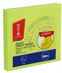 Karteczki samoprzylepne MemoBe Neon Zielony 100 kart 75x75 mm