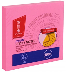Karteczki samoprzylepne MemoBe 75x75mm 100kart. neon różowy