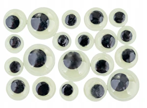 Oczka ruchome samoprzylepne świecące w ciemności 20 sztuk