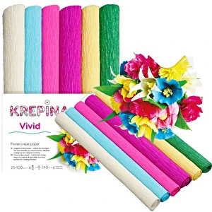 Krepina marszczona 6 rolek 25x100cm MIXV Vivid