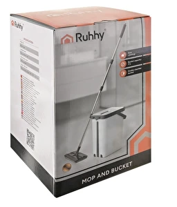 Mop Płaski z Wyciskaczem Duże dwukomorowe wiadro 11L + 3 nakładki