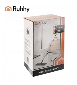 Mop Płaski z Wyciskaczem Duże dwukomorowe wiadro 8,5L + 3 nakładki