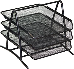 Szuflady na dokumenty 3 półki metalowe siatka A4 czarne