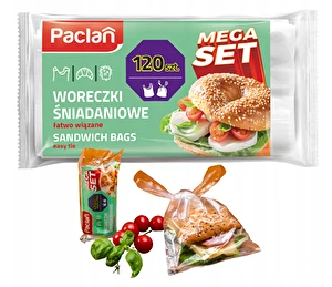 Woreczki śniadaniowe łatwo wiązane Paclan do kanapek żywności Set 120szt