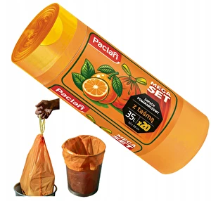 Worki na śmieci z taśmą Paclan 35L x 20szt zapachowe pomarańczowe