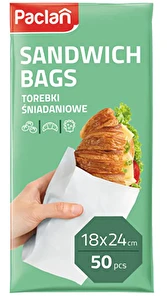 Torebki śniadaniowe Paclan 18 x 24,5 cm białe 50 sztuk