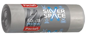 Worki na śmieci 60L 18 szt Mocne Wiązane Paclan Silver Space