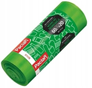 Worki na śmieci 60L 20 szt Zielone Paclan do segregacji szkła