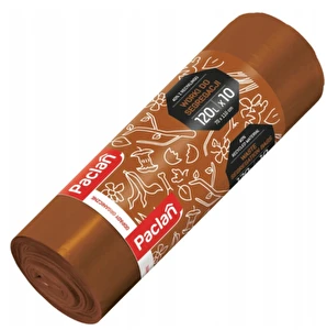 Worki na śmieci 120L 10szt brązowe Paclan do segregacji odpadów BIO