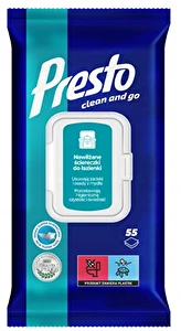 Ściereczki nawilżane do łazienki Presto Power Fresh wyciągane 55 szt.