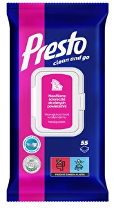 Ściereczki nawilżane Presto do różnych powierzchni wyciągane 55 szt.
