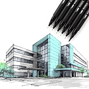 Cienkopisy precyzyjne 6 szt. Brush pen Kidea