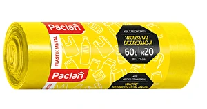 Worki na śmieci 60L 20 szt Paclan Do segregacji plastiku metali Żółte