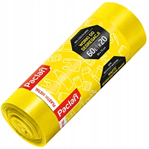 Worki na śmieci 60L 20 szt Paclan Do segregacji plastiku metali Żółte