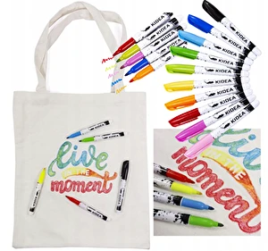 Markery do tkanin flamastry 10 kolorów + 1 szt torba ECO Prezent dla MamyY ZESTAW