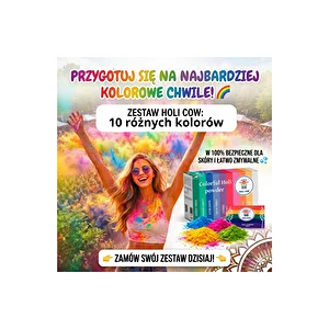 Proszek Holi Kolorowy Spieralny Festiwal Kolorów Pudel Zestaw 10 szt.