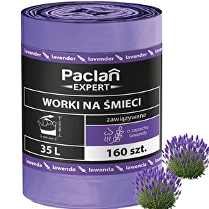 Worki na Śmieci 35l 160 szt PACLAN EXPERT zawiązywane Lawendowe