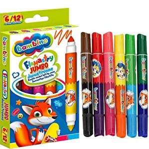 Flamastry dwustronne 6 szt - 12 kolorów JUMBO Bambino
