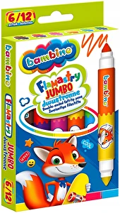 Flamastry dwustronne 6 szt - 12 kolorów JUMBO Bambino
