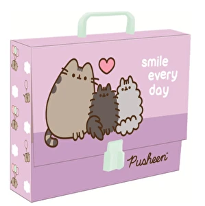 Teczka szkolna z rączką PUSHEEN twarda szkolna szeroka 9cm XL A4 kot kotek
