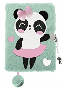 Pamiętnik z kłódką 3D Włochacz A5 96k Panda Balerina