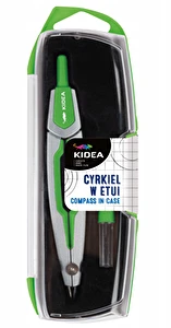Cyrkiel szkolny + grafit w etui Kidea