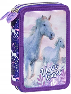 Piórnik z wyposażeniem dwukomorowy I LOVE HORSES Konie