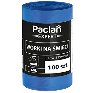 Worki na śmieci zawiązywane Paclan Expert mocne 60L 100 szt nie pękające