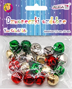 Dzwoneczki metalowe ozdobne mix kolorów 20 szt