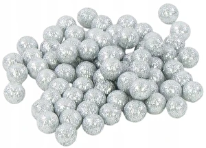 Kulki styropianowe brokatowe 10 mm Srebrne 50 szt.
