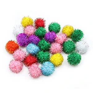 Pompony pluszowe 2,5 cm Metalizowane op. 25szt