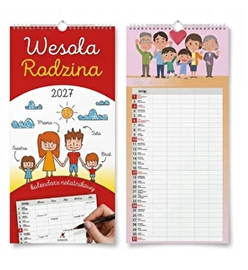 Kalendarz ścienny 2027 Wesoła Rodzina Organizer dla całej Rodziny